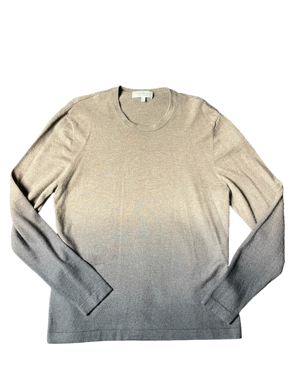Neiman Marcus Men's Ombre Crewneck Sweater in Beige and Gray